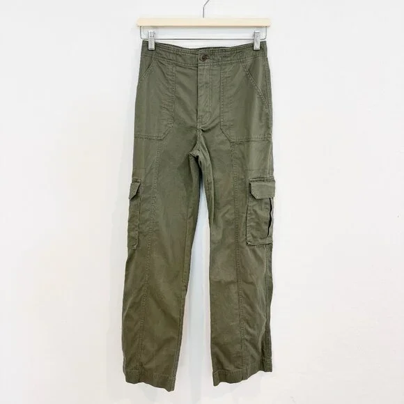 Abercrombie Relaxed Cargo Pants Wide Leg Baggy Grunge High Rise Olive Green 25 - Picture 4 of 11